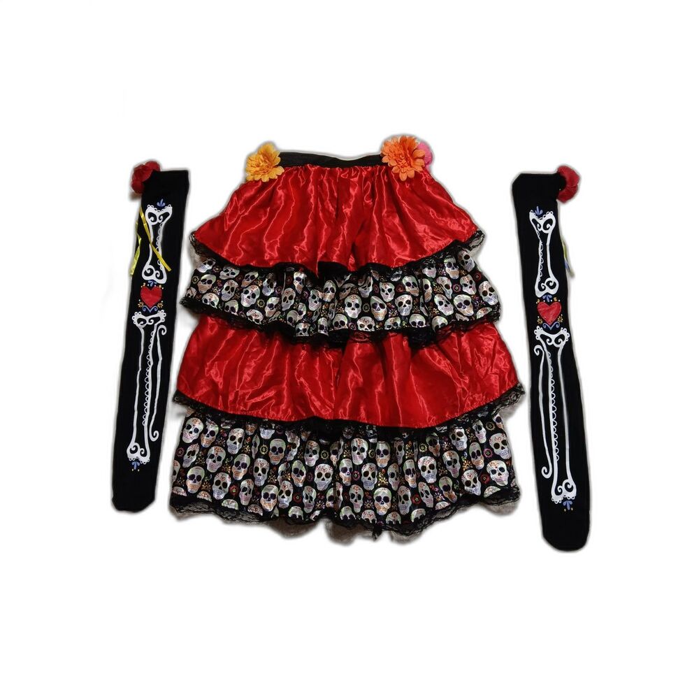 Amscan 844984 Day of the Dead Senorita Costume XL Dress Stockings Incomplete Set